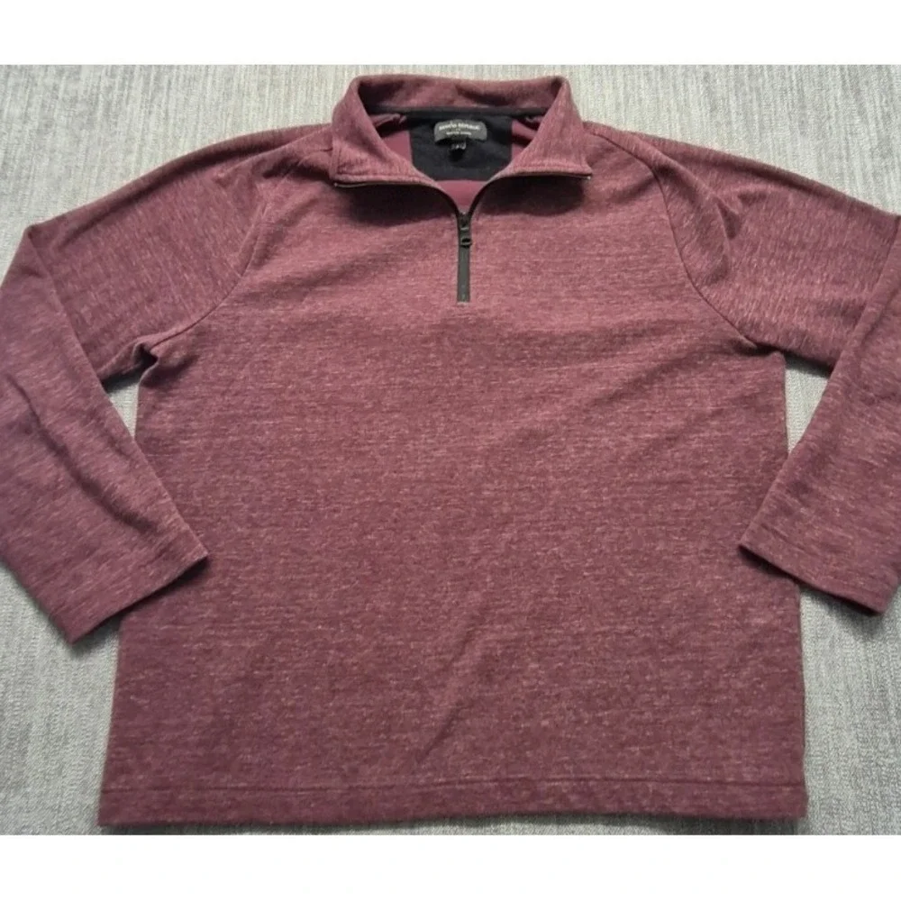 Banana Republic men's maroon 1/4 zip pullover shirt LG moisture wicking outdoor‎